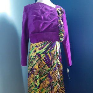 Nubiano Ruffled Sheath w Jacket Sz 12 NWT